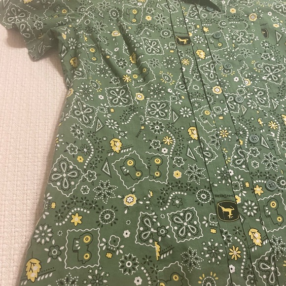 One of a kind, hand made John Deere button up shirt top blouse - Picture 9 of 10